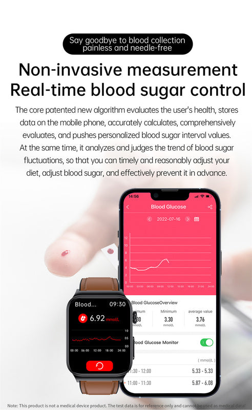 GlucoseGuardian Smartwatch: Precision Blood Glucose Sensor & Monitor - Essential Health Watch for Blood Sugar Management