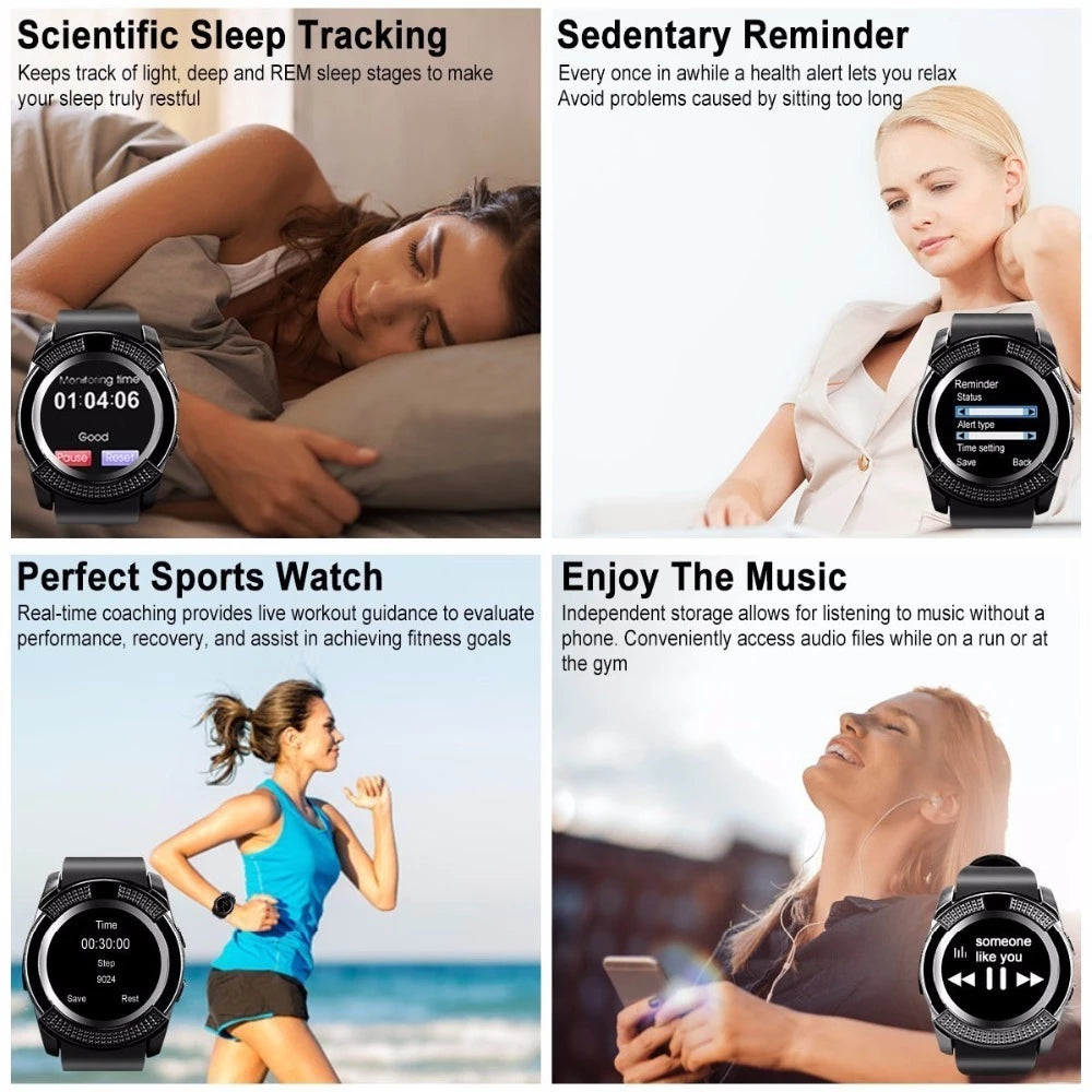 Waterproof Smart Watch Men Bluetooth Call Fitness Blood Pressure Monitor SIM Card